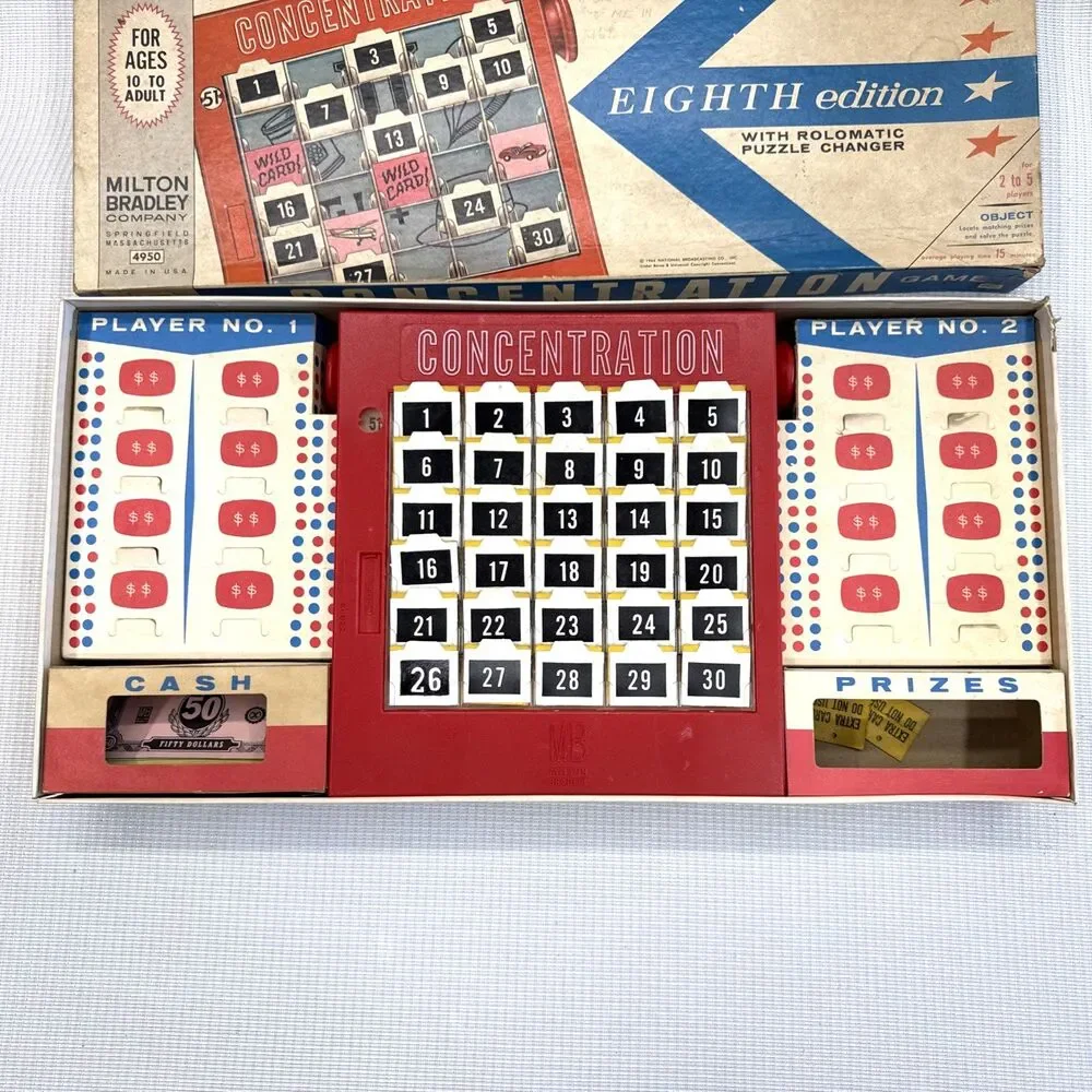 Vintage 1964 Concentration Board Game 8th Edition Milton Bradley No. 4950 USA